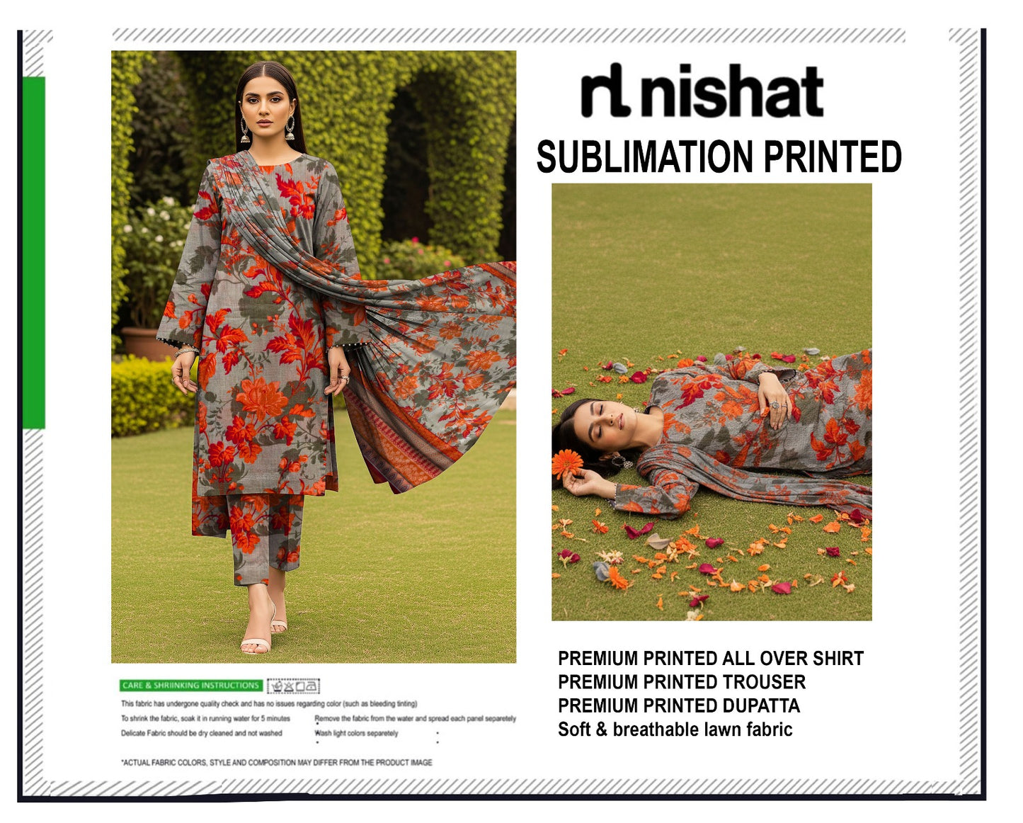 Nishat lawn 3pc