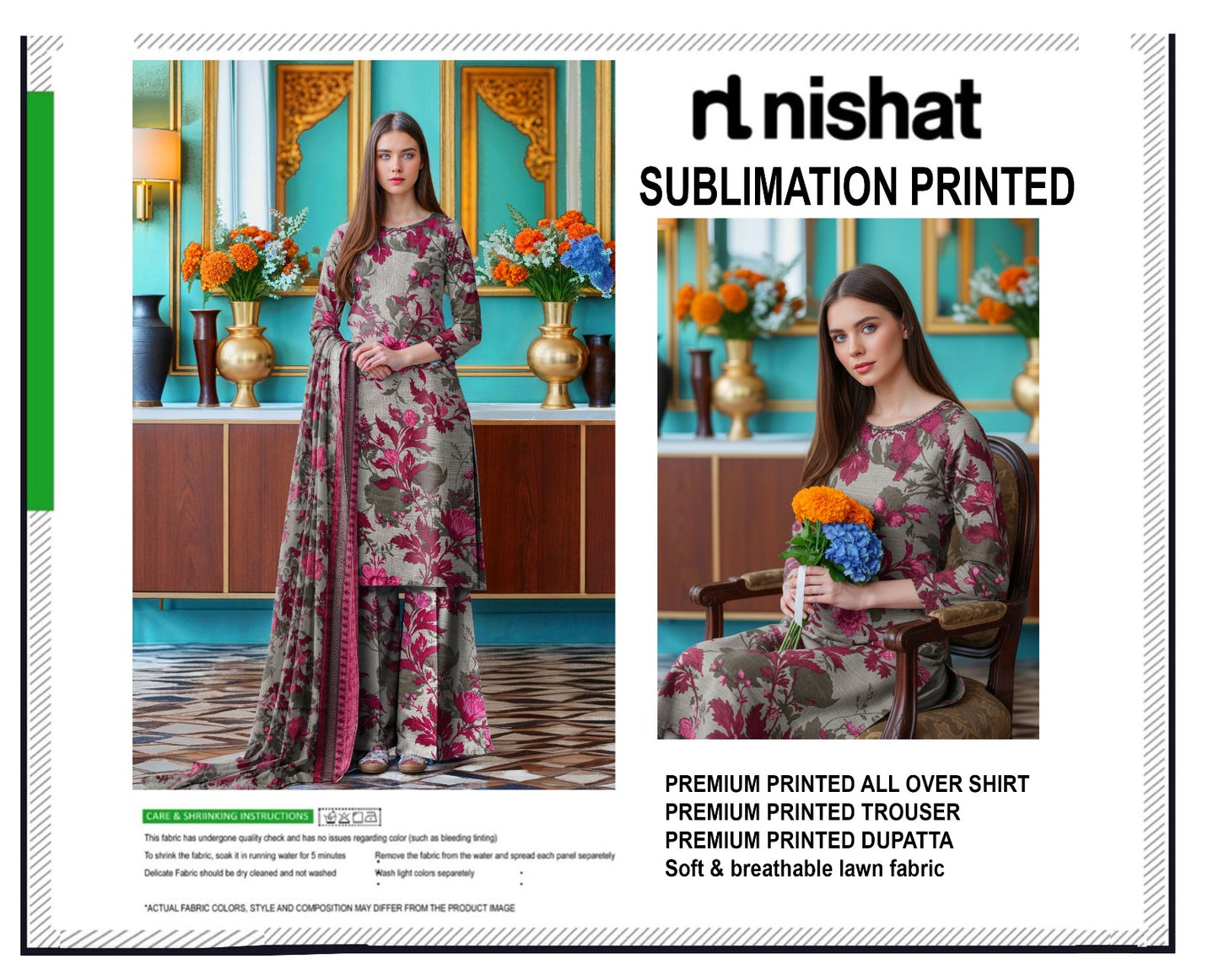 Nishat lawn 3pc